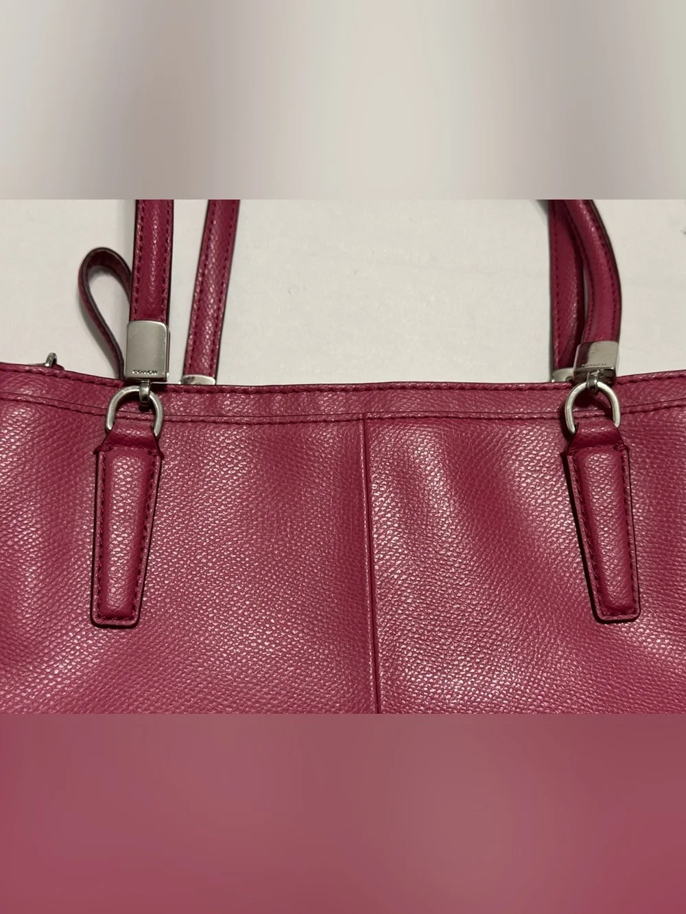 Coach Christie Carryall Crossgrain Leather Pink Satchel Handbag